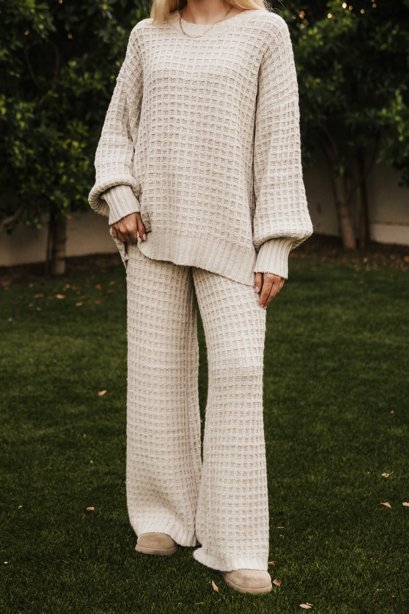 Northern Waffle Knit Drawstring Pants | Neutral Ground