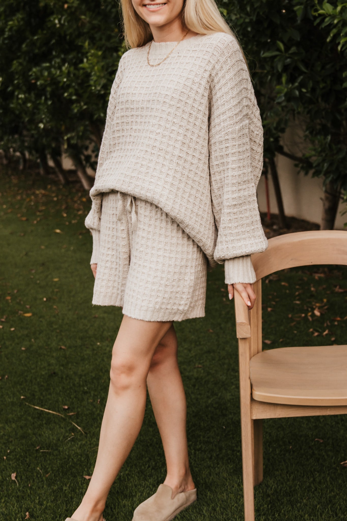 Northern Waffle Knit Drawstring Shorts - Neutral Ground