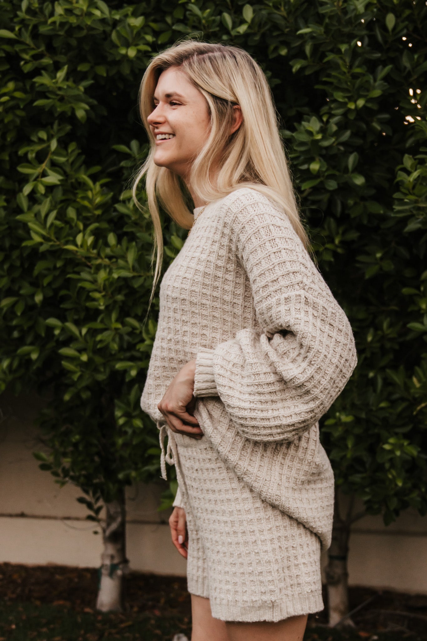 Northern Waffle Knit Drawstring Shorts - Neutral Ground