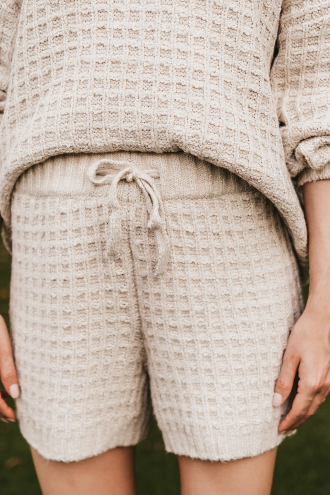 Northern Waffle Knit Drawstring Shorts - Neutral Ground