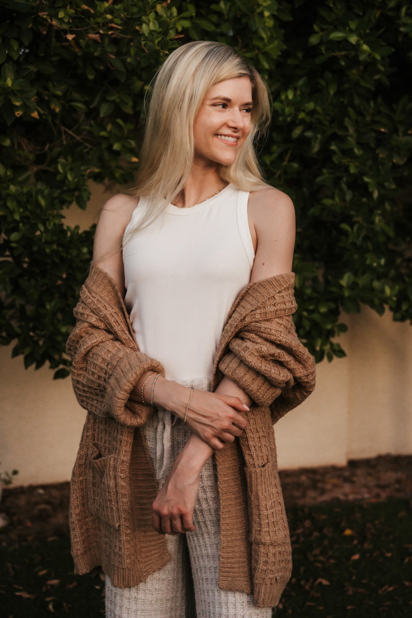 Northern Waffle Knit Open Front Cardigan in Camel l Neutral Ground