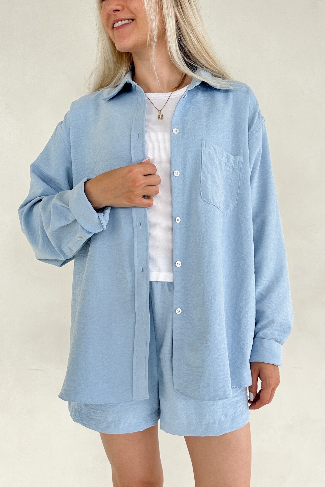 Oasis Woven Button Down Shirt - Neutral Ground