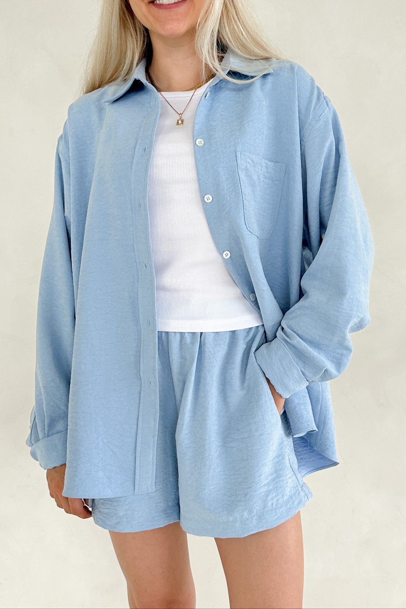 Oasis Woven Button Down Shirt - Neutral Ground