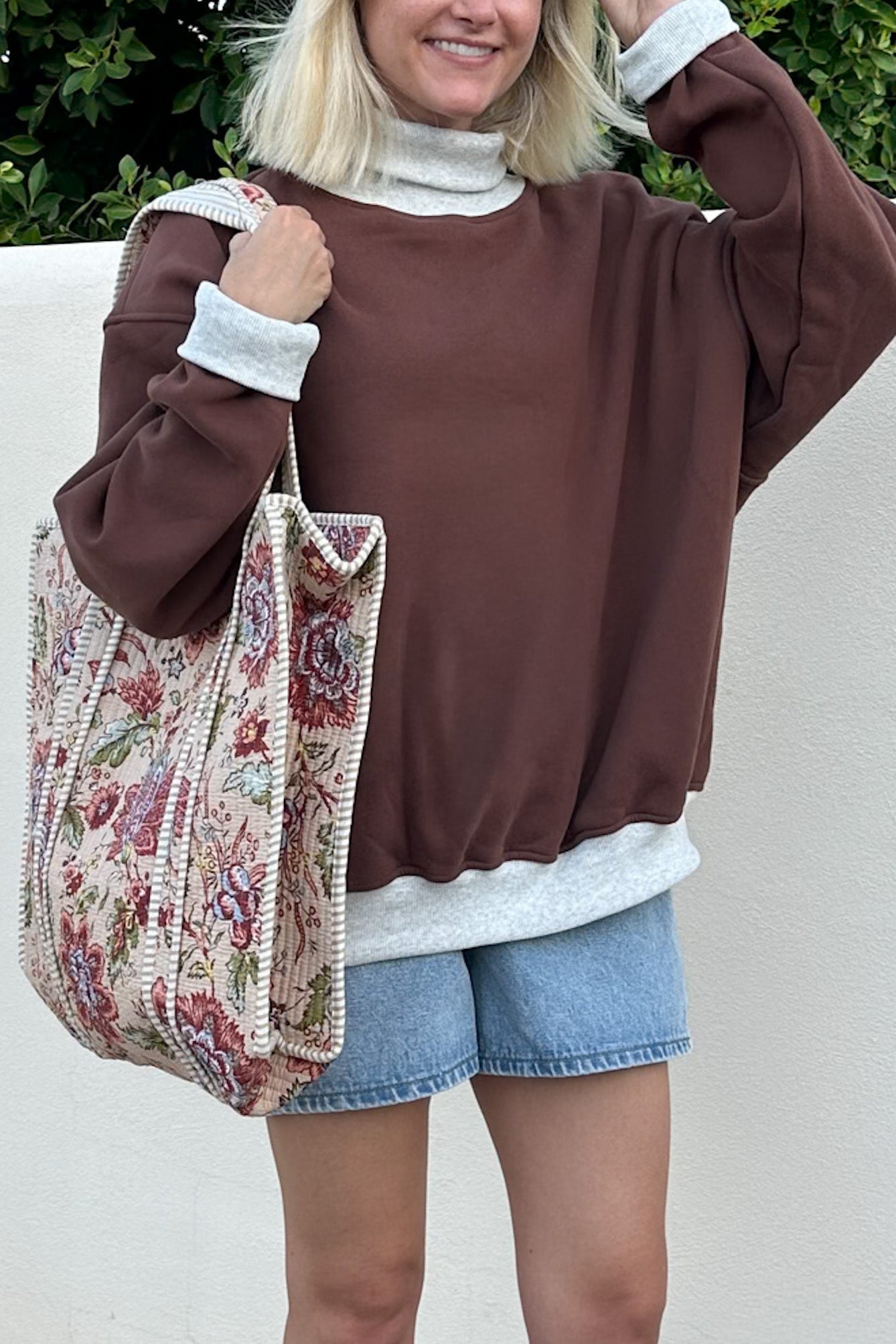 Off Duty Diana Rolled Mock Neck Pullover in Chocolate - Neutral Ground