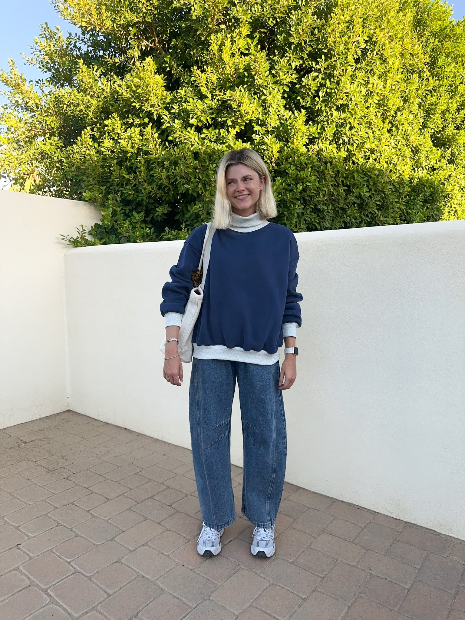 Off Duty Diana Rolled Mock Neck Pullover in Navy - Neutral Ground