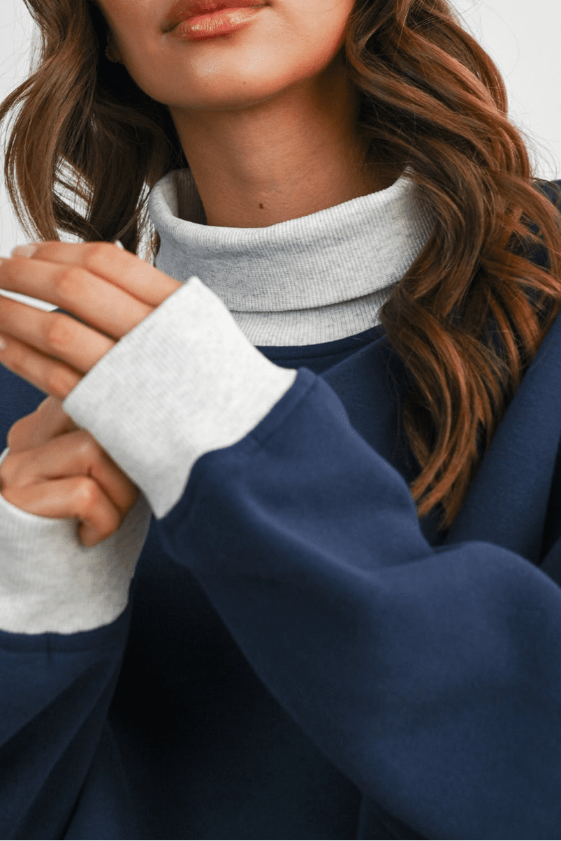 Off Duty Diana Rolled Mock Neck Pullover in Navy - Neutral Ground