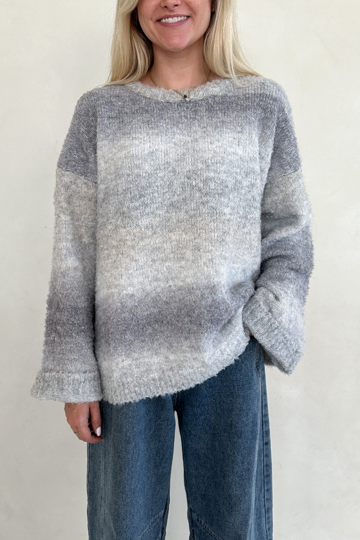 Olsen Loose Fit Ombre Sweater in Coastal Grey - Neutral Ground