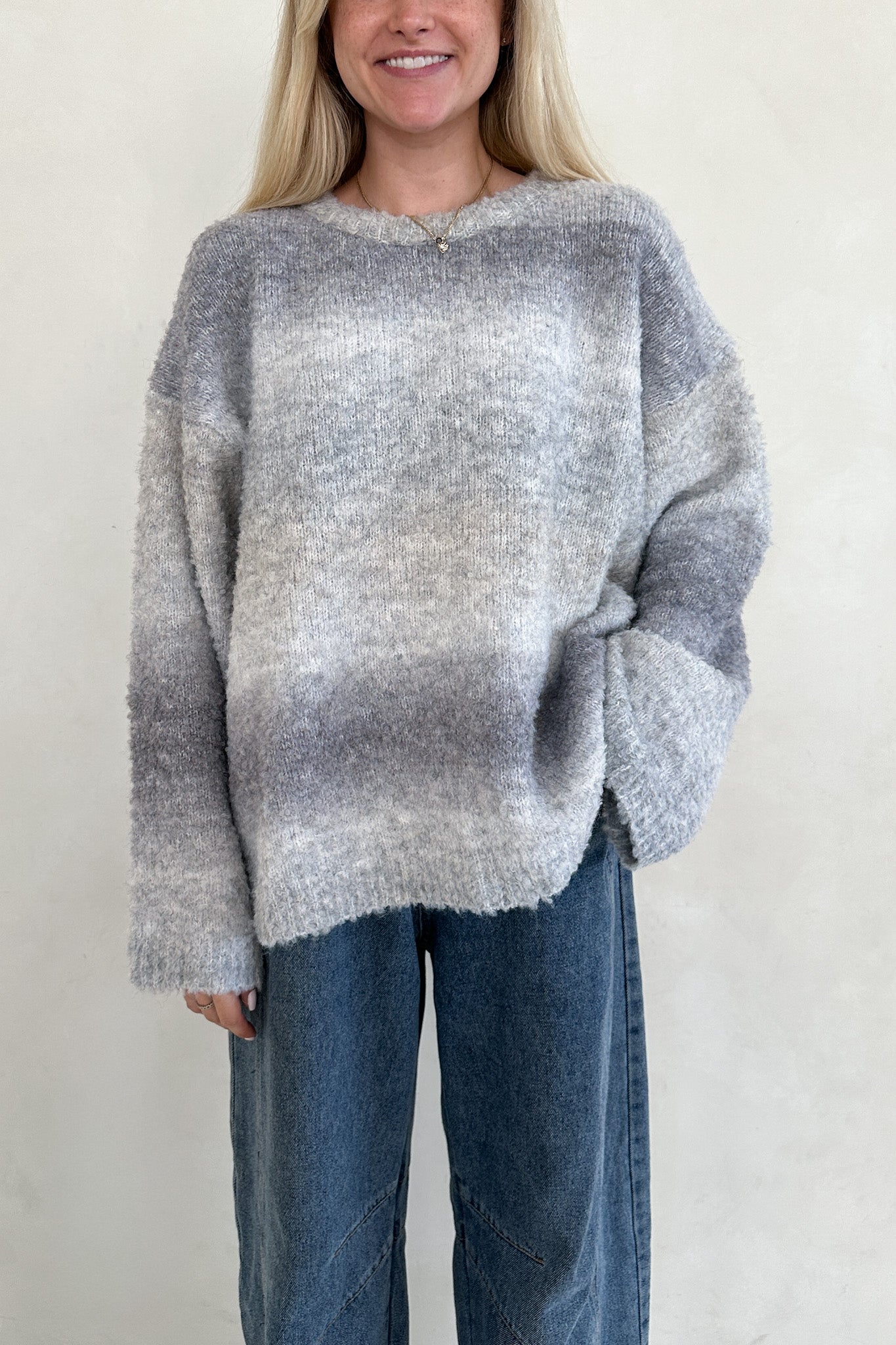 Olsen Loose Fit Ombre Sweater in Coastal Grey - Neutral Ground