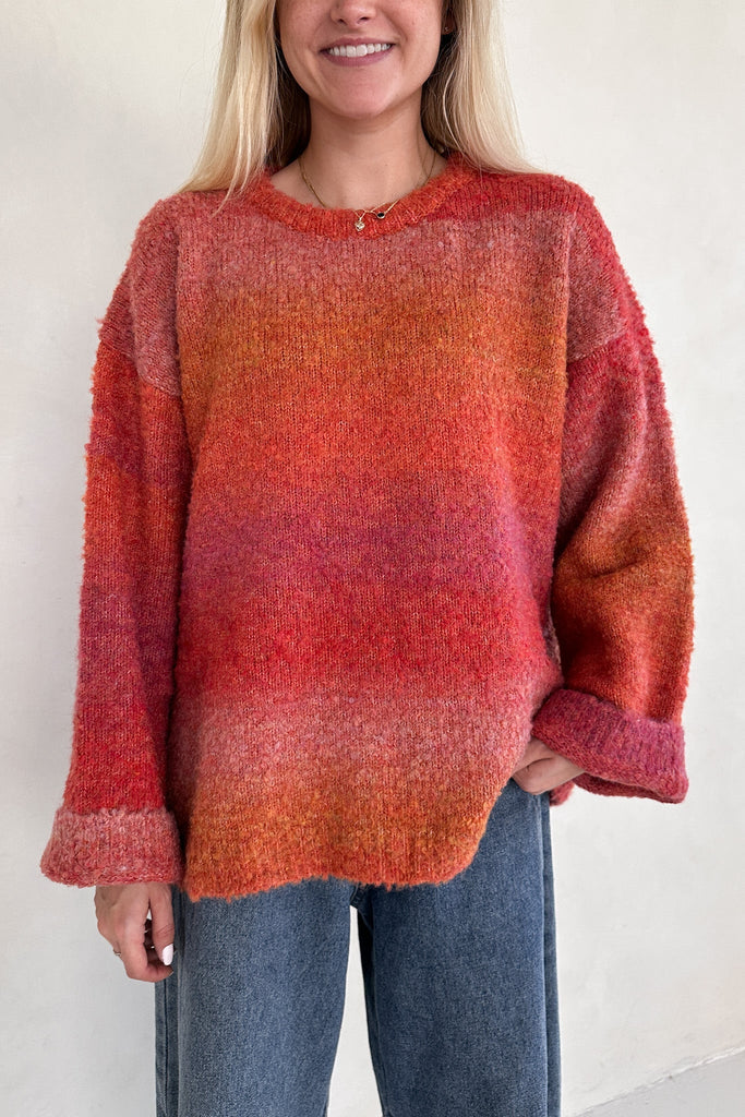 Olsen Loose Fit Ombre Sweater in Sunrise - Neutral Ground