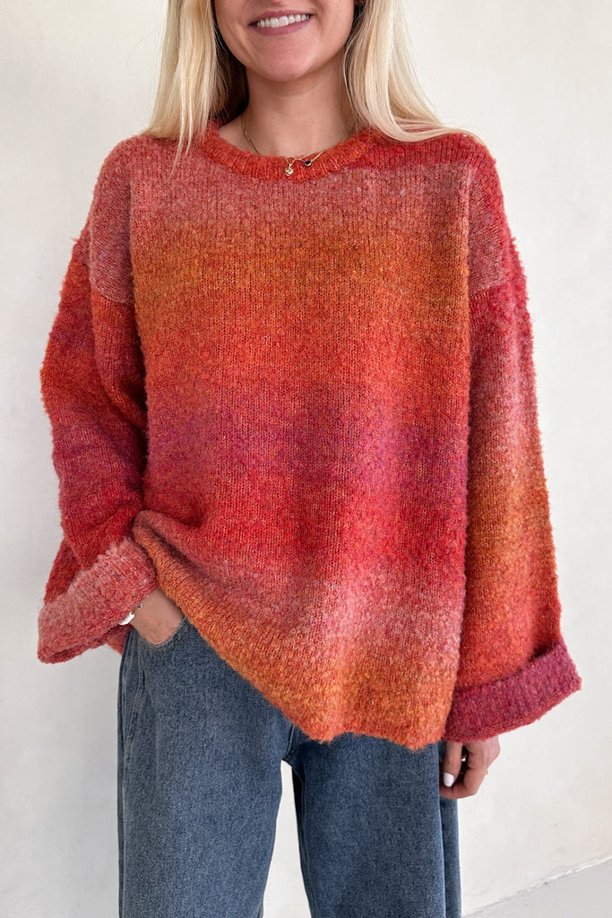 Olsen Loose Fit Ombre Sweater in Sunrise - Neutral Ground