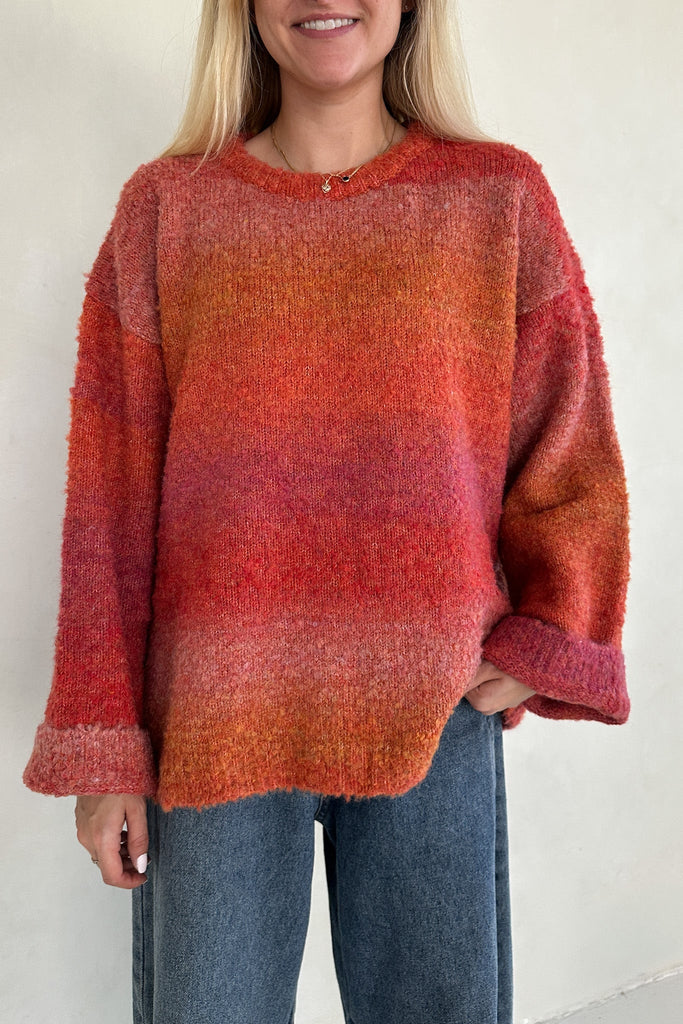 Olsen Loose Fit Ombre Sweater in Sunrise - Neutral Ground