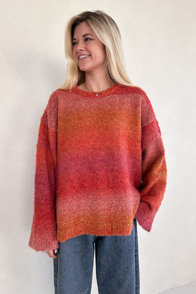 Olsen Loose Fit Ombre Sweater in Sunrise - Neutral Ground