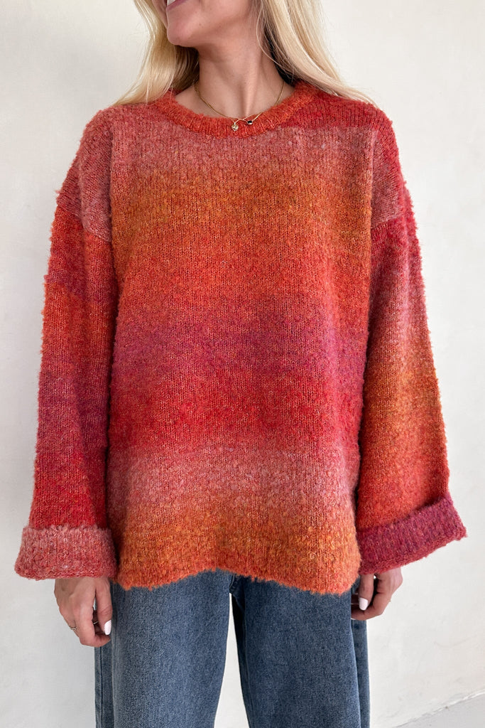 Olsen Loose Fit Ombre Sweater in Sunrise - Neutral Ground