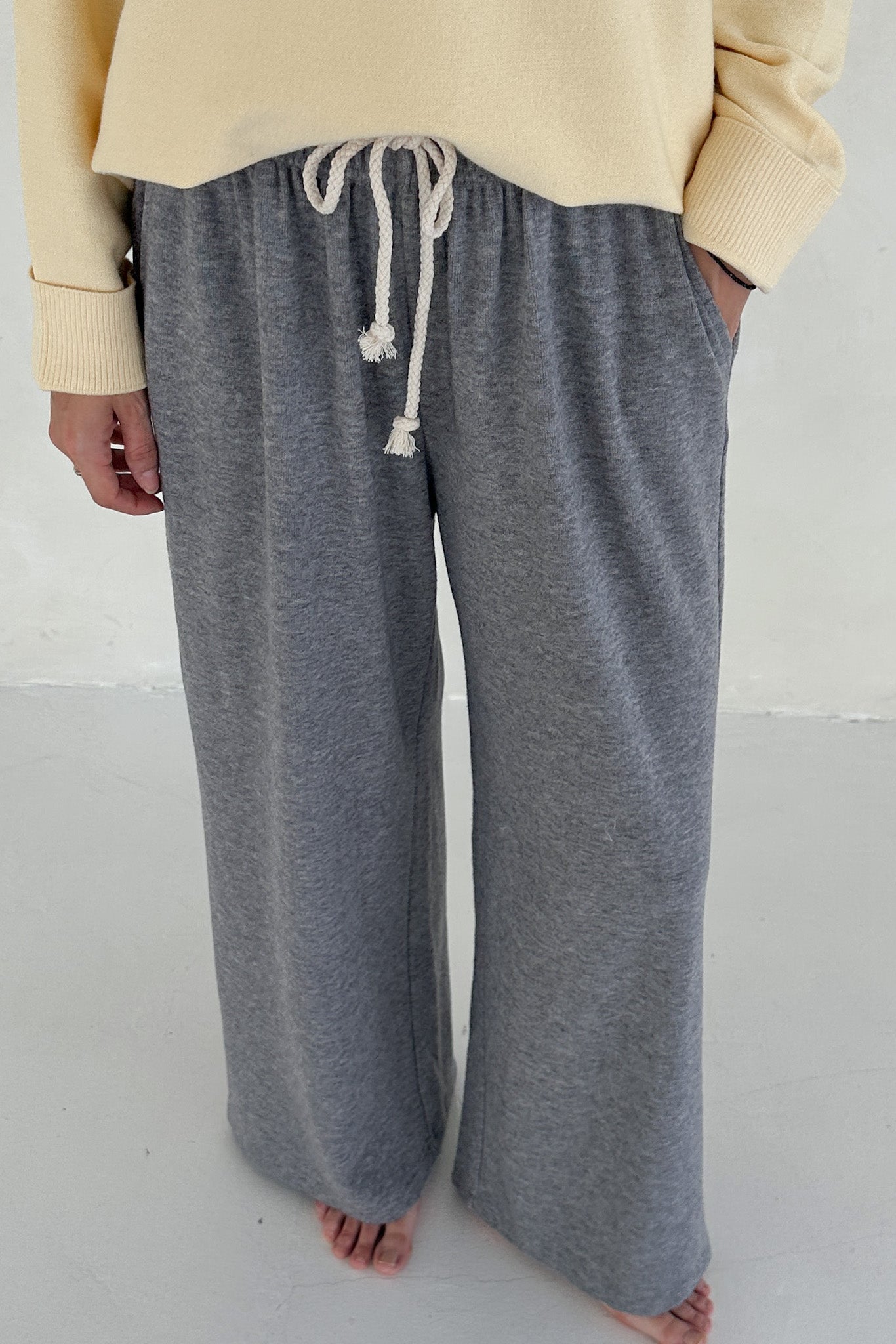 On the Move Drawstring Pants in Heather Grey - Neutral Ground