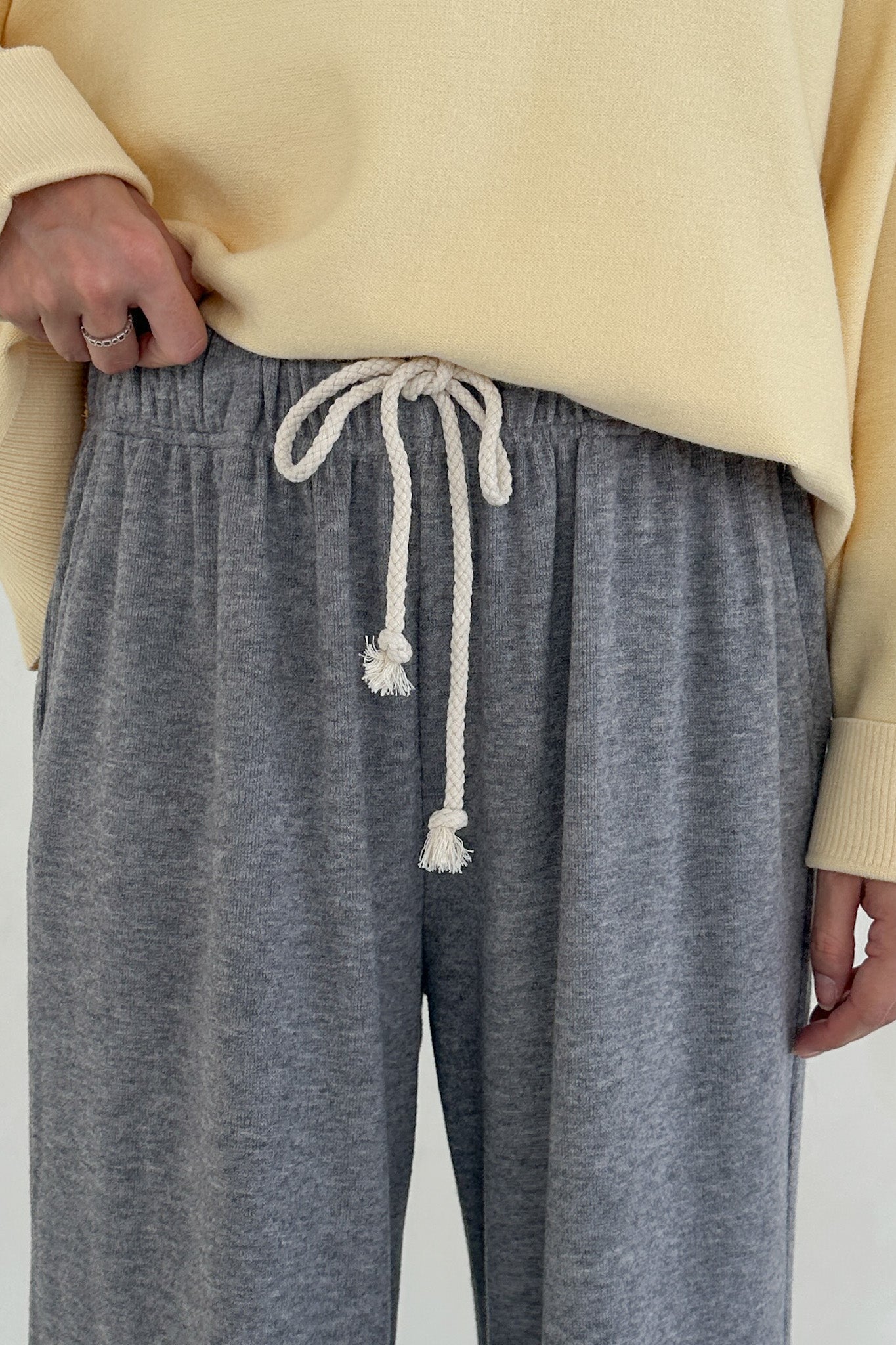 On the Move Drawstring Pants in Heather Grey - Neutral Ground