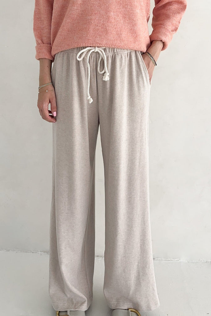 On the Move Drawstring Pants in Oatmeal - Neutral Ground