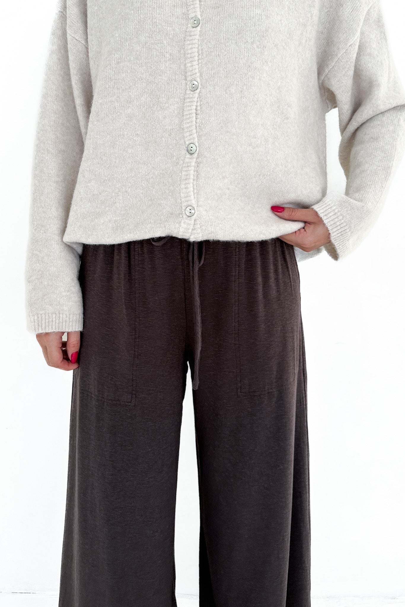 On the Run Soft Drawstring Pants - Neutral Ground