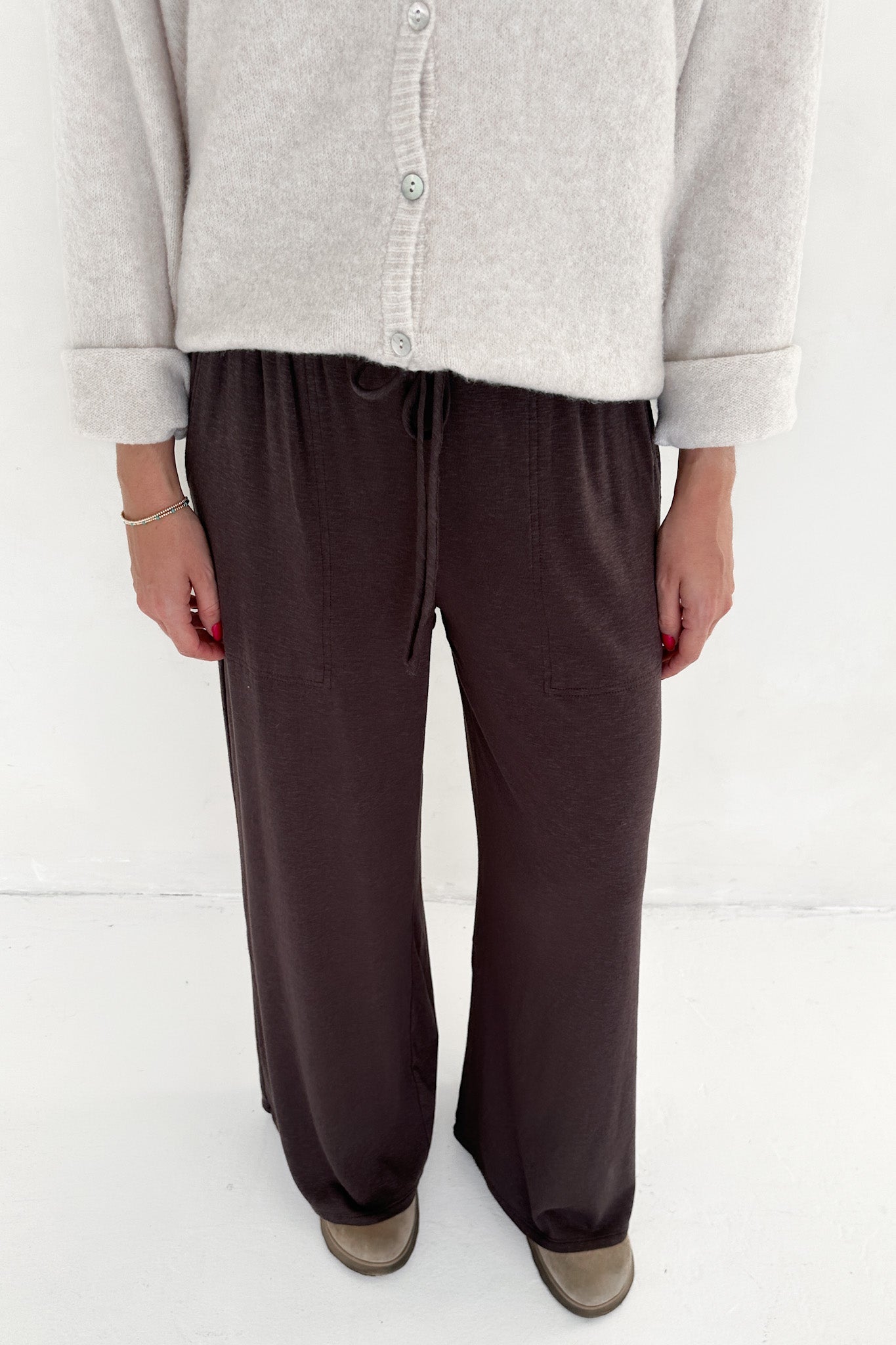 On the Run Soft Drawstring Pants - Neutral Ground