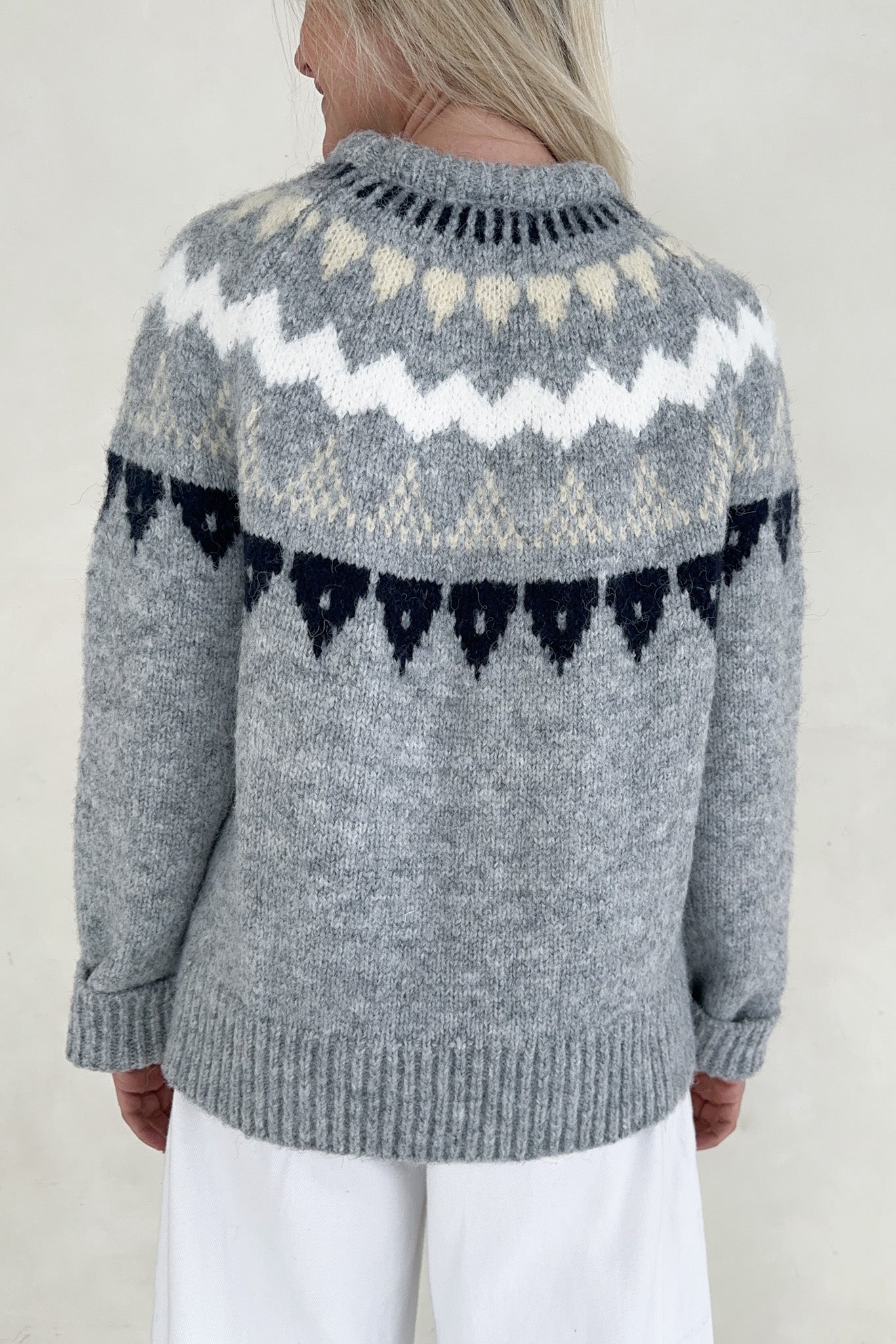 Oslo Faire Isle Round Neck Knit Sweater - Neutral Ground