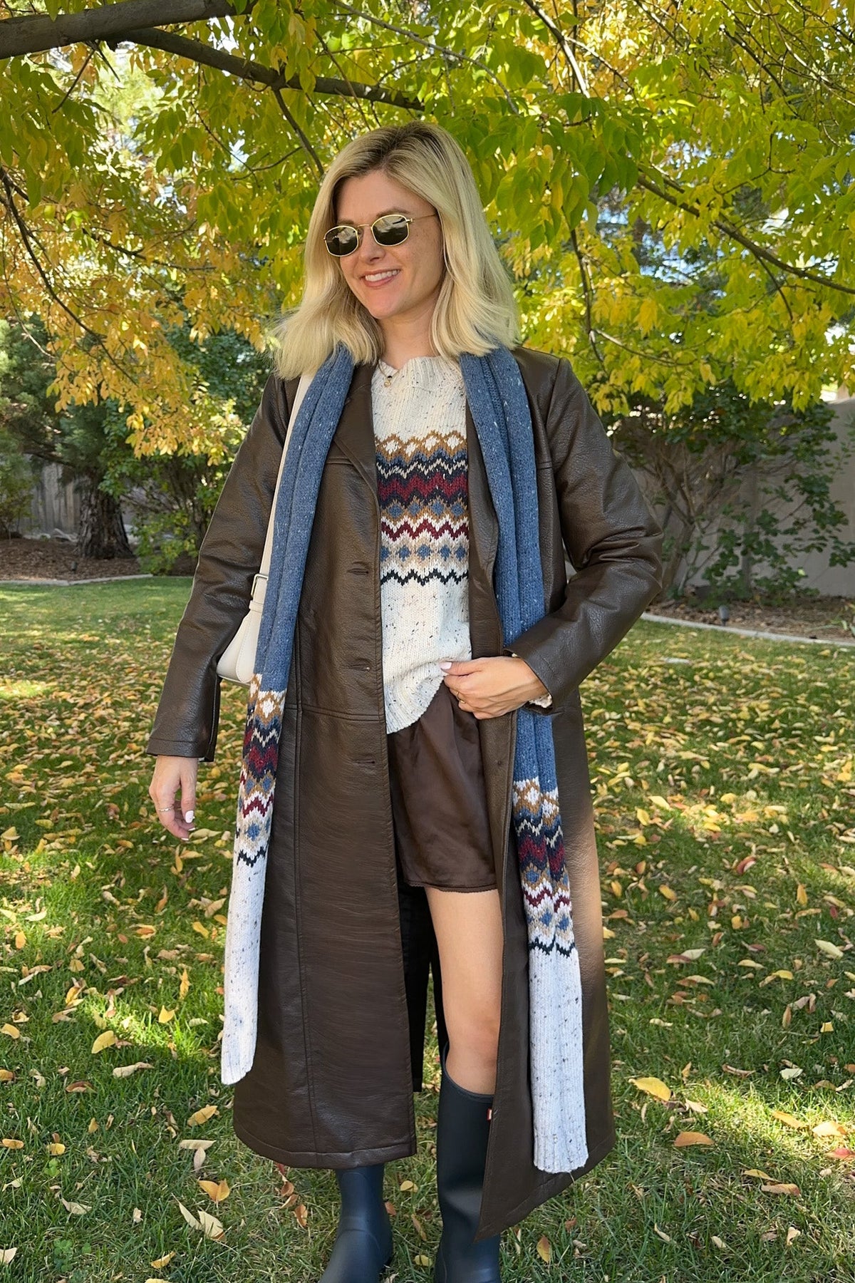 Oxford Pebble Vegan Leather Trench Coat - Neutral Ground