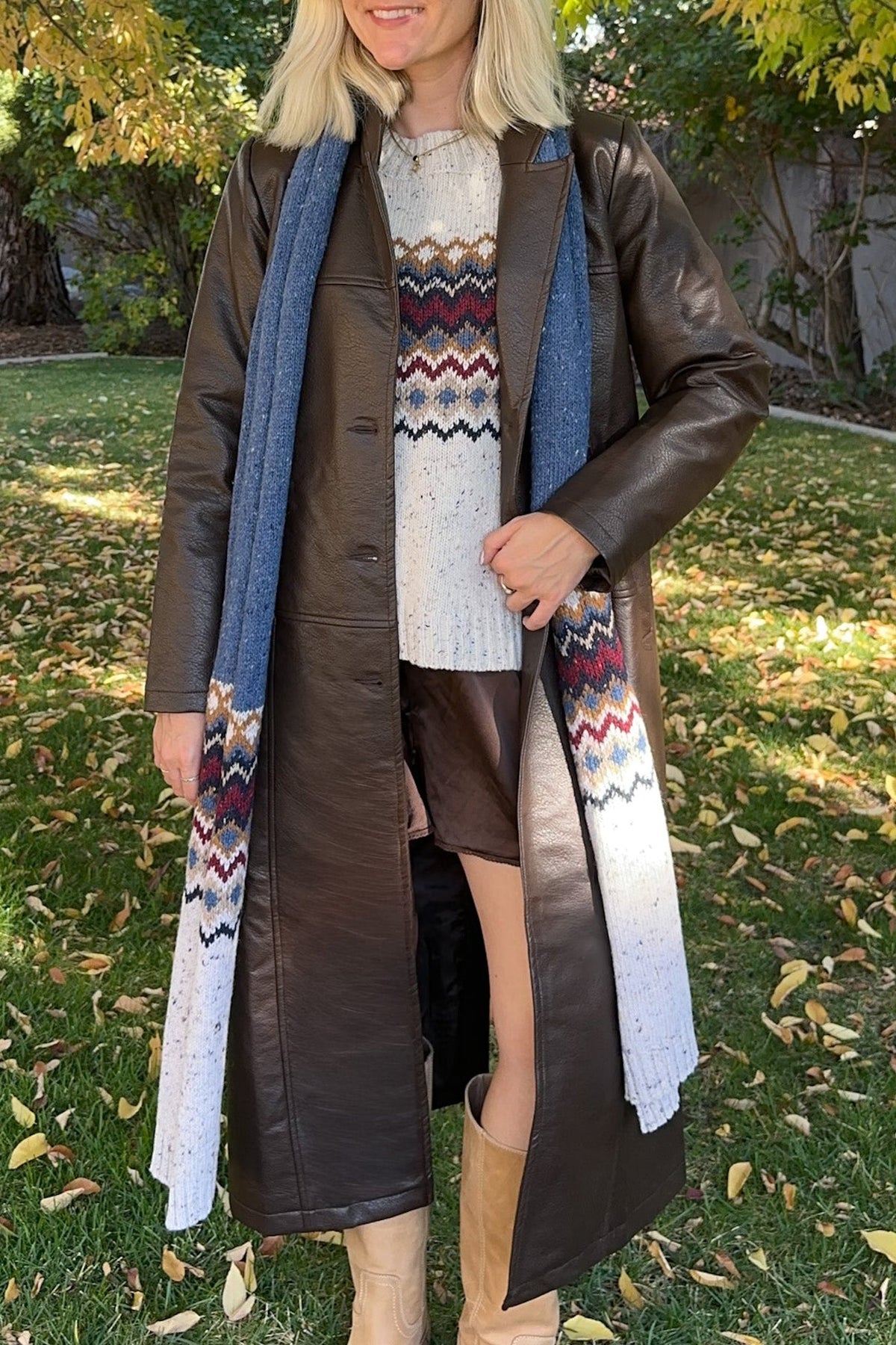 Oxford Pebble Vegan Leather Trench Coat - Neutral Ground