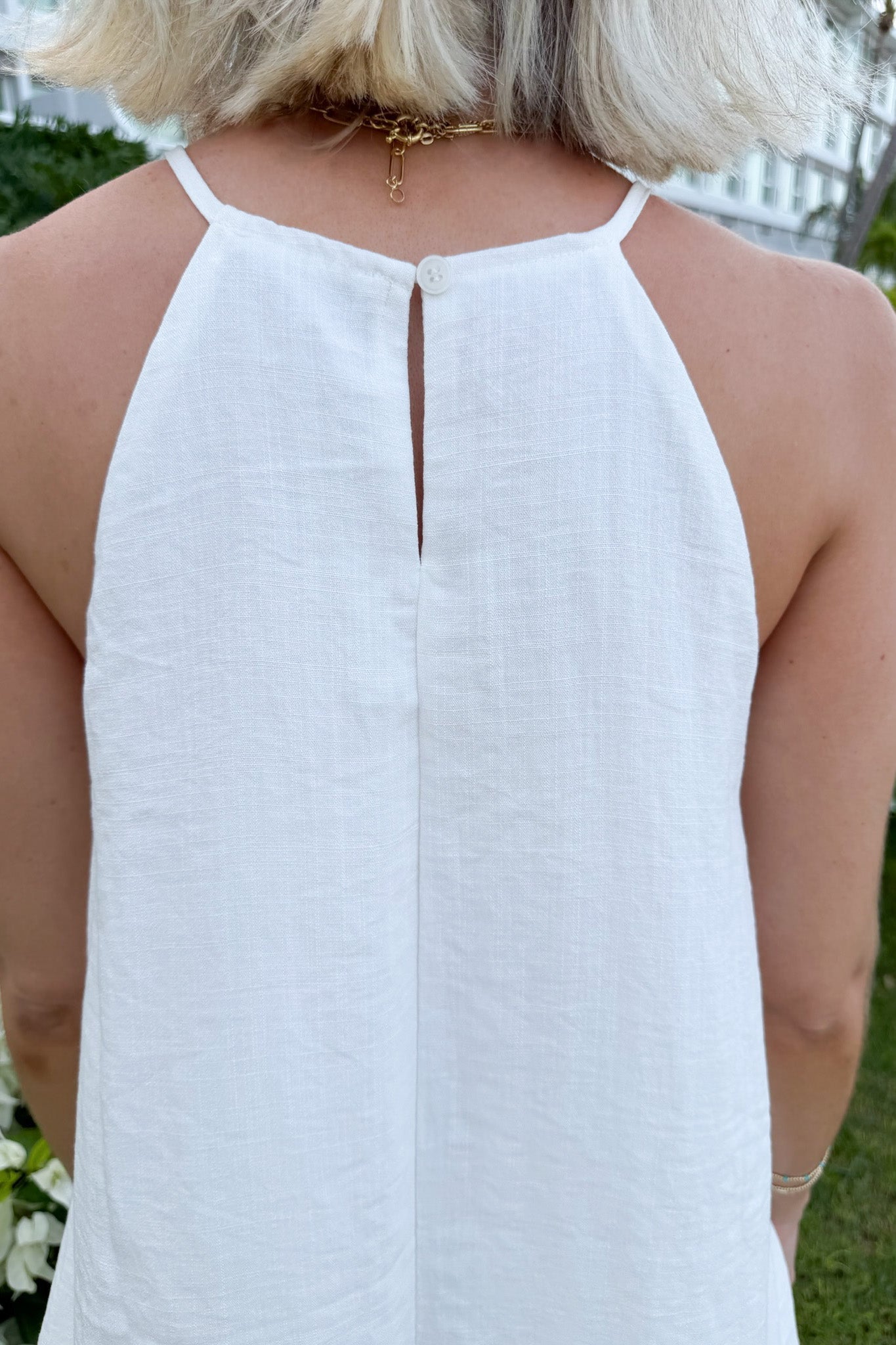 Palomino Beaded Halter Dress in White - Neutral Ground