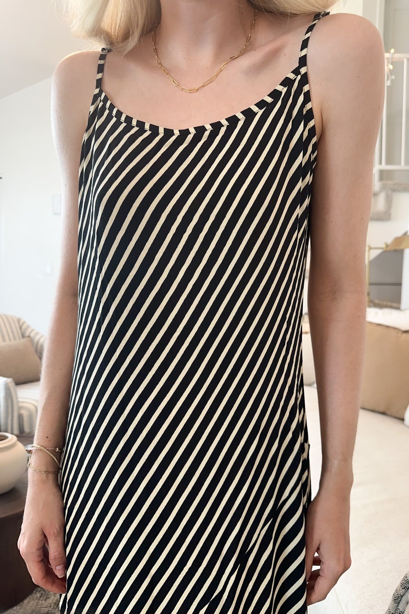 Parisian Summer Striped Maxi Dress - Neutral Ground