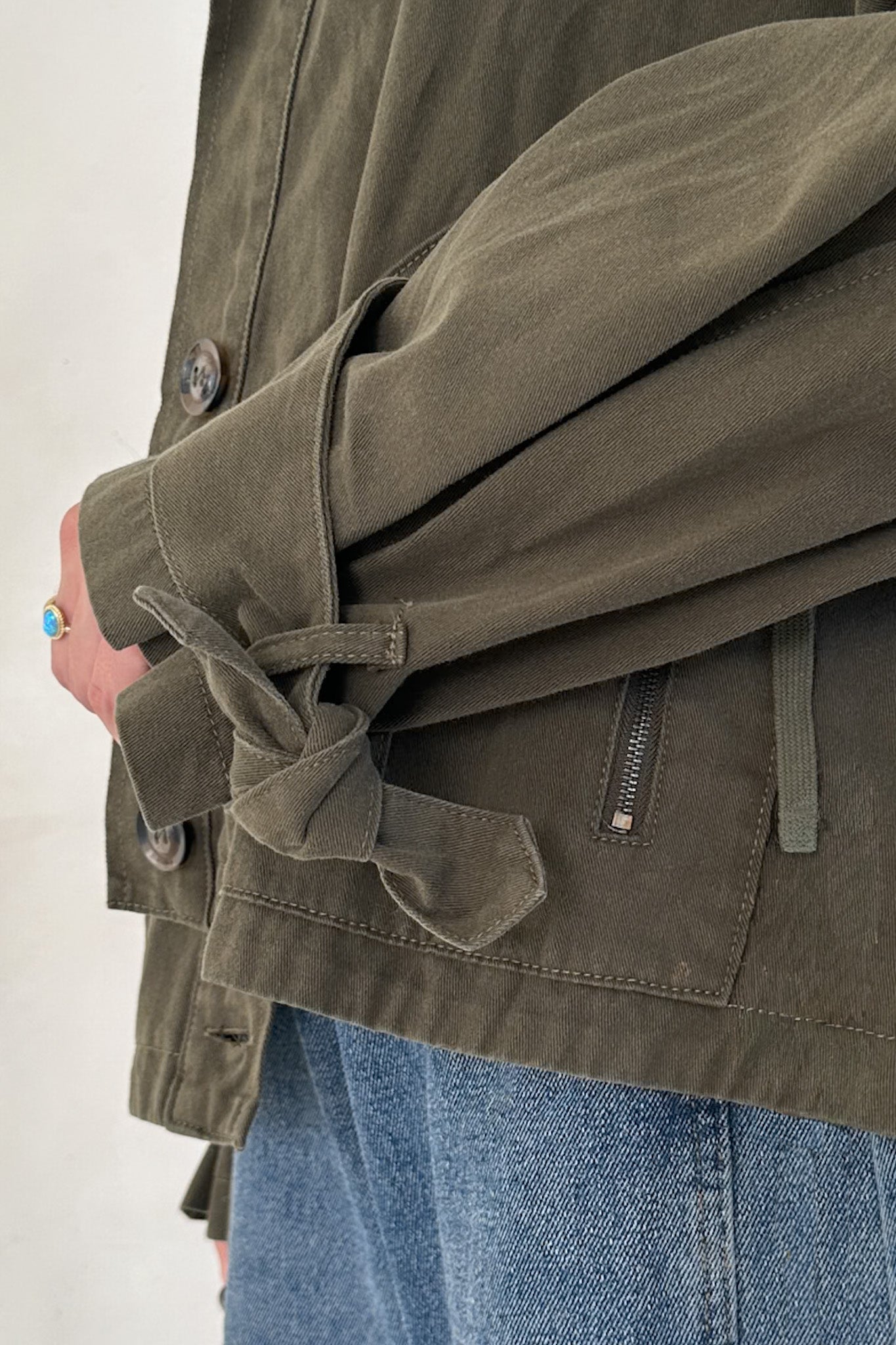 Park Cotton Asymmetrical Hemline Jacket - Neutral Ground