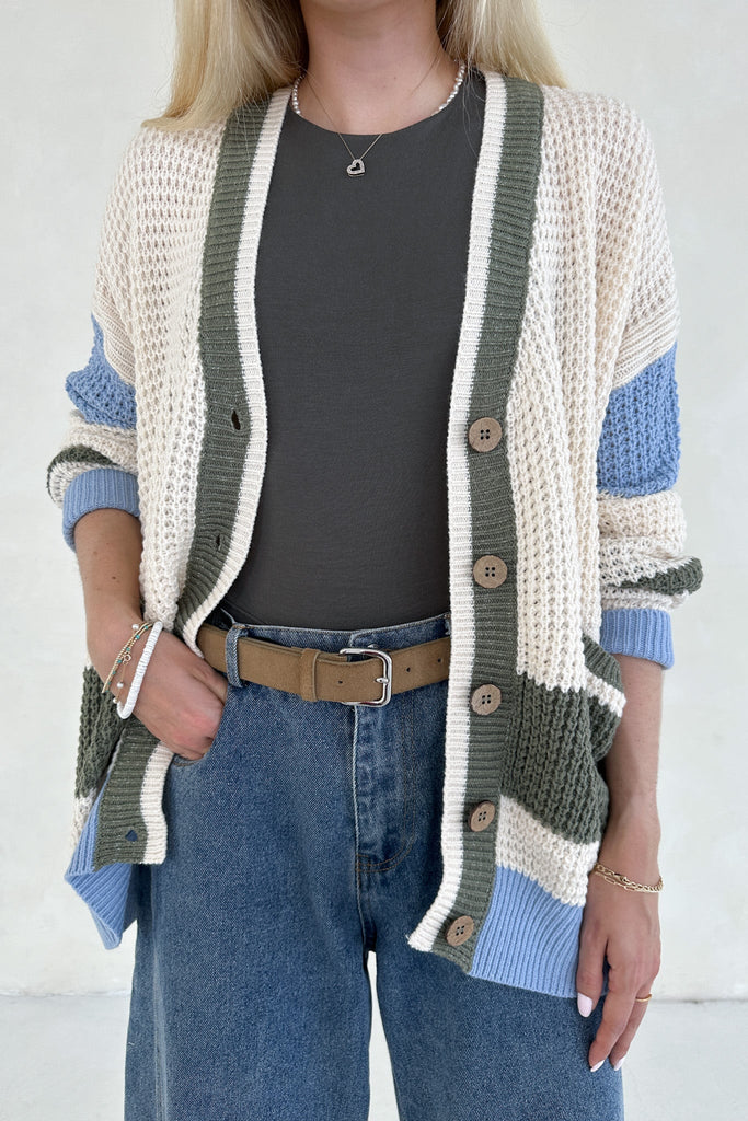 Peyton Lightweight Knit Sweater Cardigan - Neutral Ground