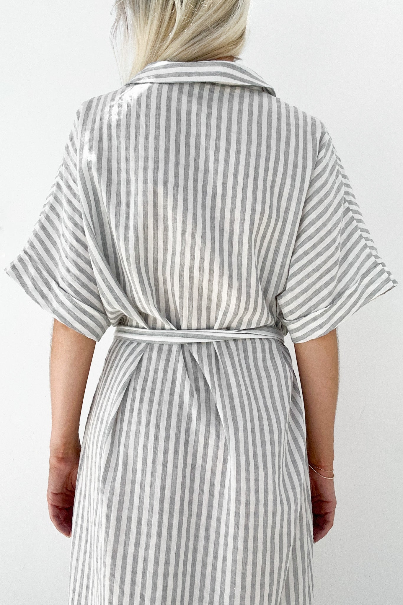 Poolside Button Down Striped Dress - Neutral Ground