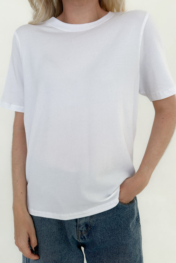 Poppy Classic Boxy T-Shirt in White - Neutral Ground