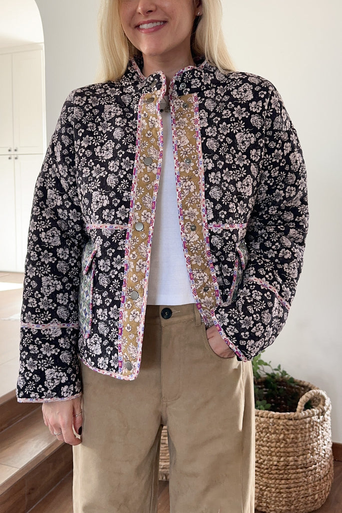 Provence Floral Quilted Jacket - Neutral Ground