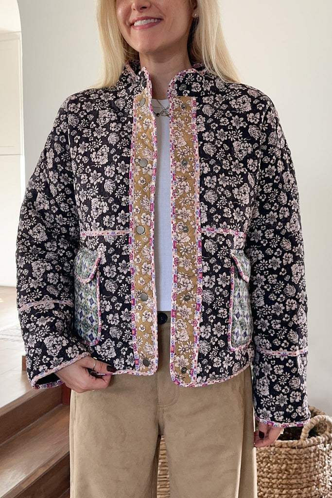 Provence Floral Quilted Jacket - Neutral Ground