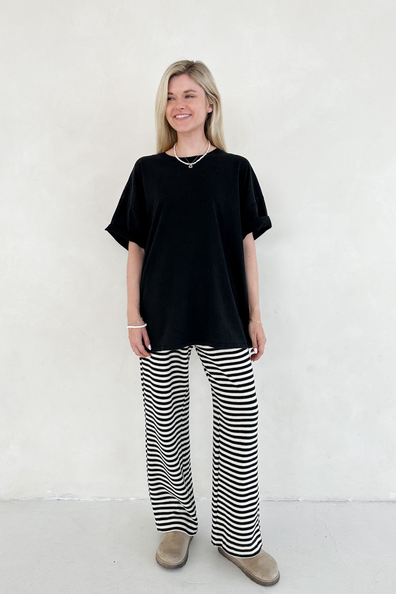 Quinn Cotton Mineral Wash Oversized Crew Neck Tee in Black - Neutral Ground