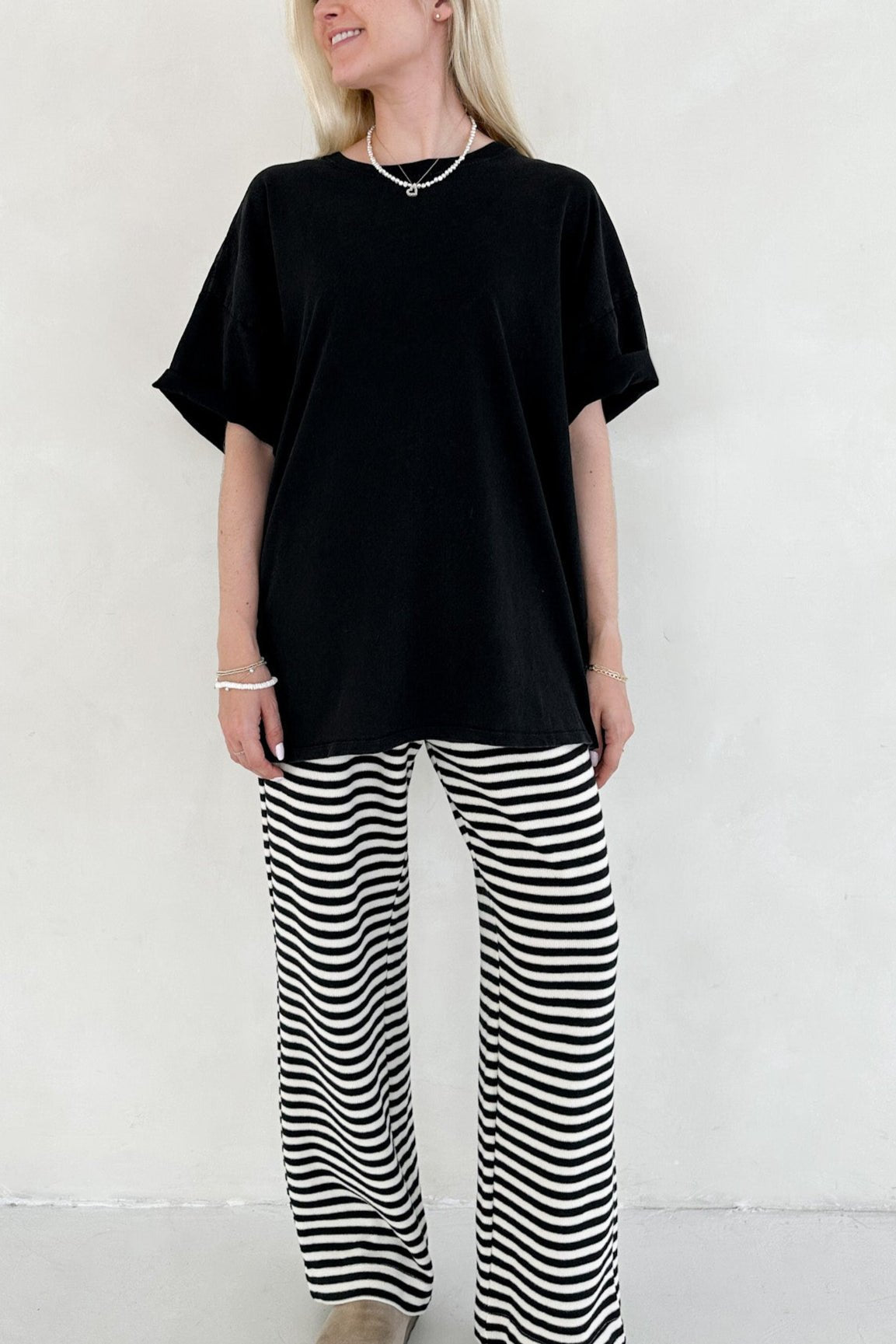 Quinn Cotton Mineral Wash Oversized Crew Neck Tee in Black - Neutral Ground