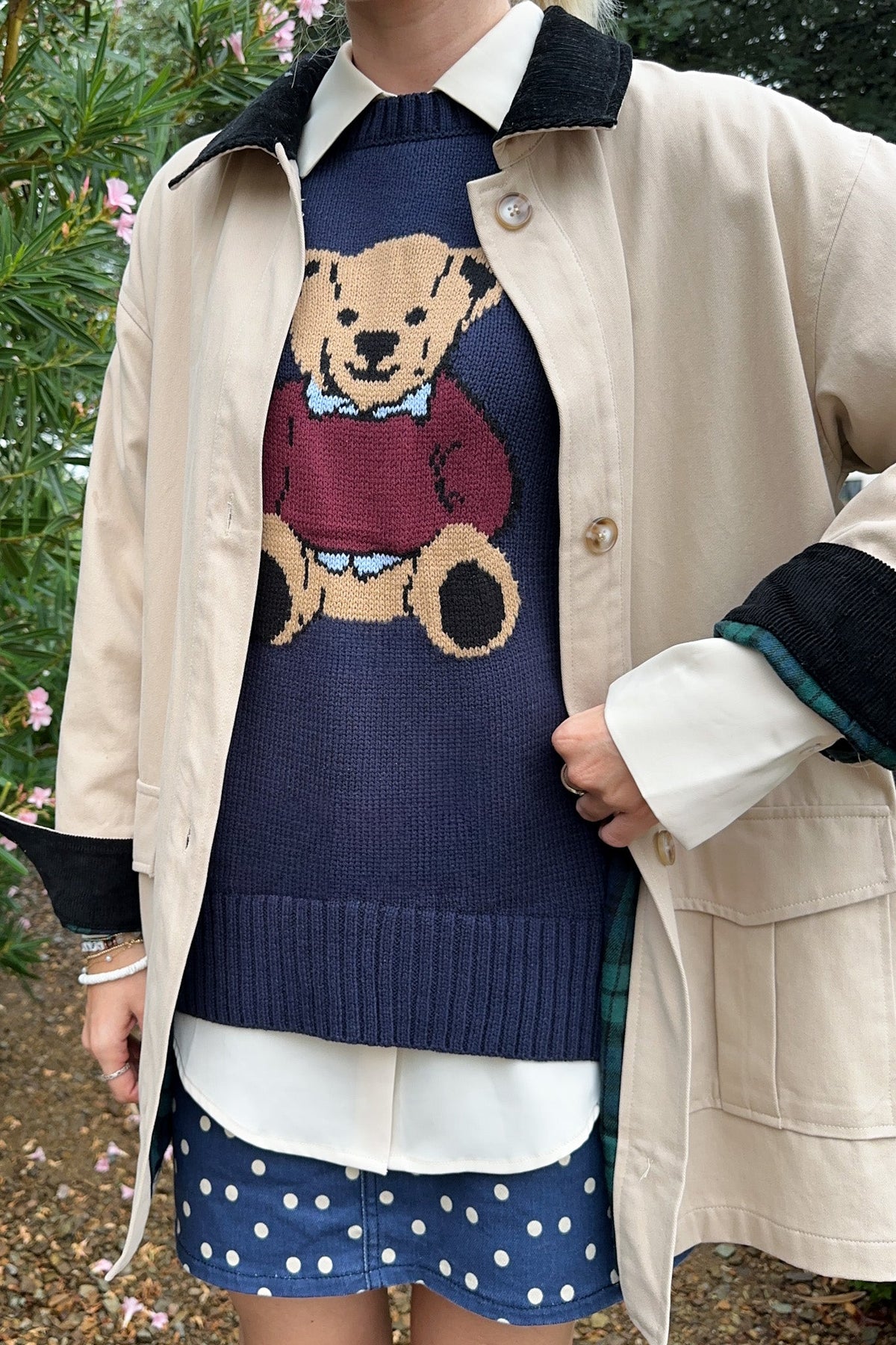Ralphie Teddy Crew Neck Bear Sweater in Navy Blue - Neutral Ground