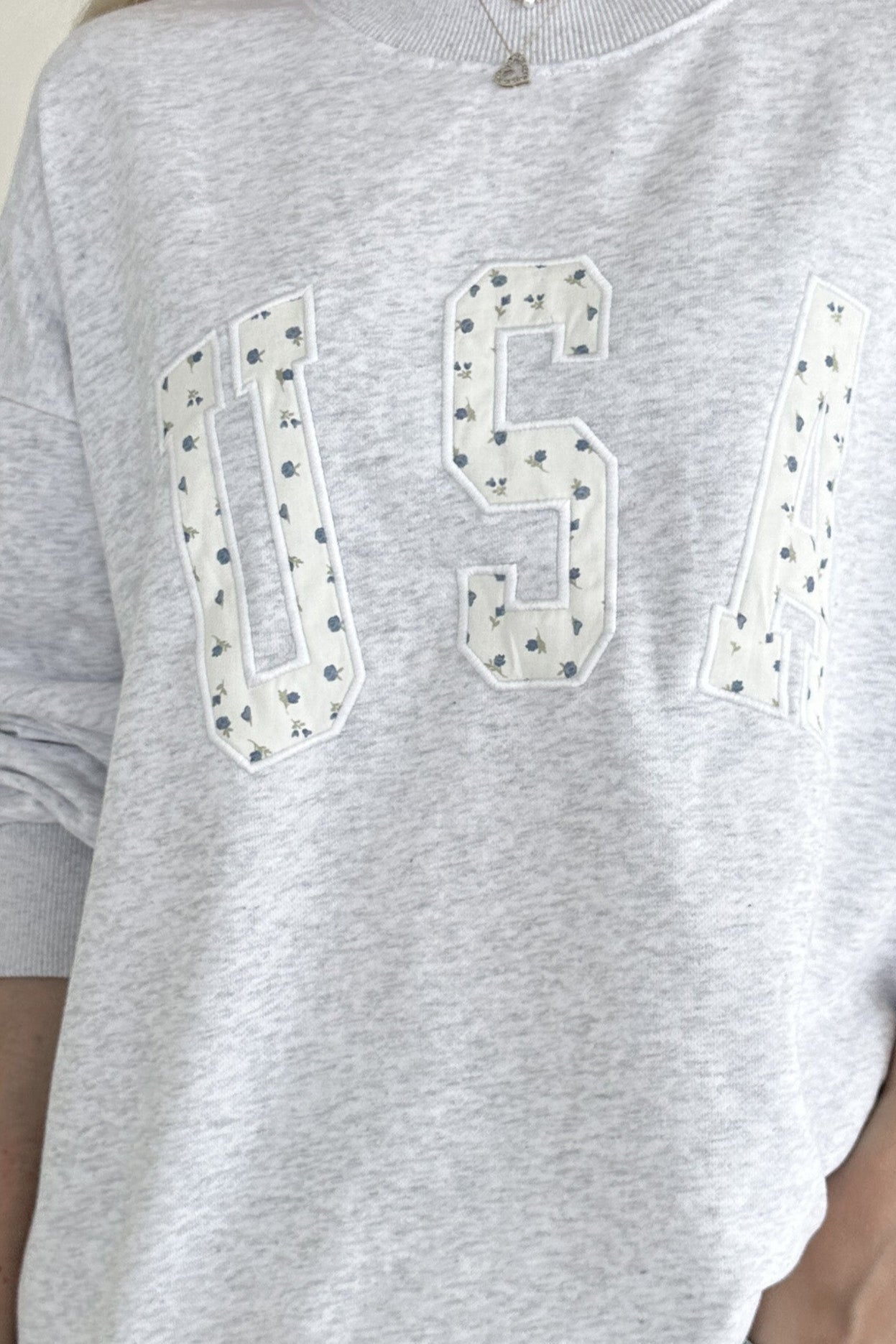 Red, White & Bloom USA Embroidered Sweatshirt - Neutral Ground