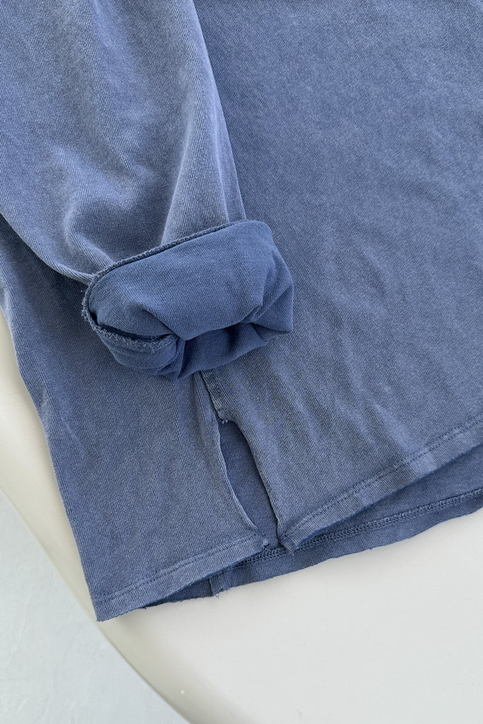 Riley Cotton Mineral Wash Long Sleeve Tee in Navy - Neutral Ground