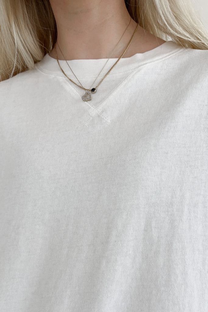 Riley Cotton Mineral Wash Long Sleeve Tee in Off White - Neutral Ground