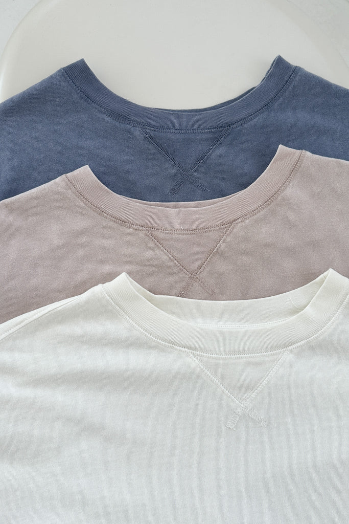Riley Cotton Mineral Wash Long Sleeve Tee in Off White - Neutral Ground