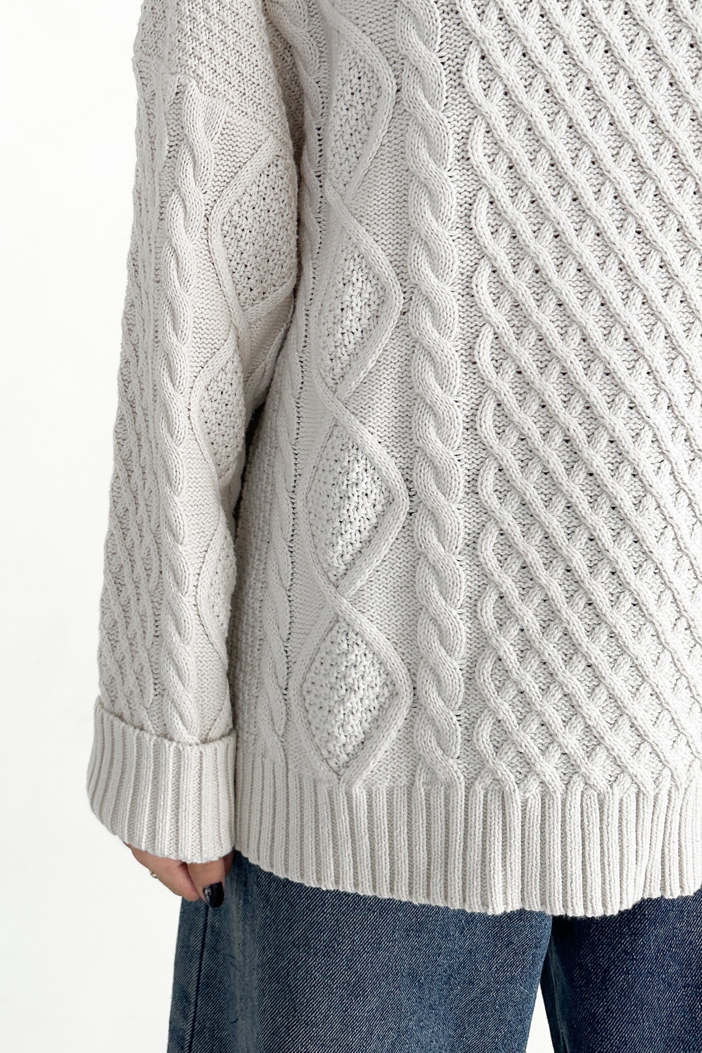Rowan Cable Knit Sweater - Neutral Ground