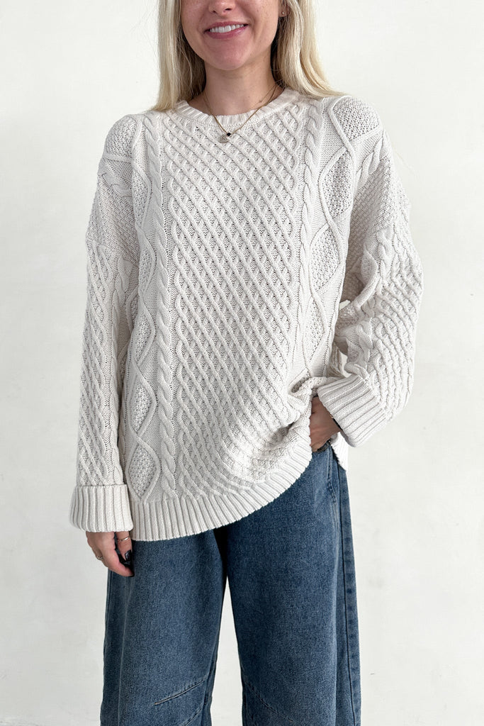 Rowan Cable Knit Sweater - Neutral Ground