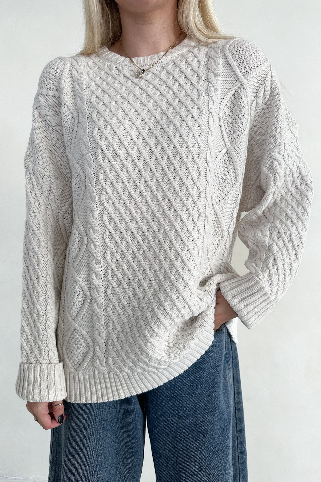 Rowan Cable Knit Sweater - Neutral Ground