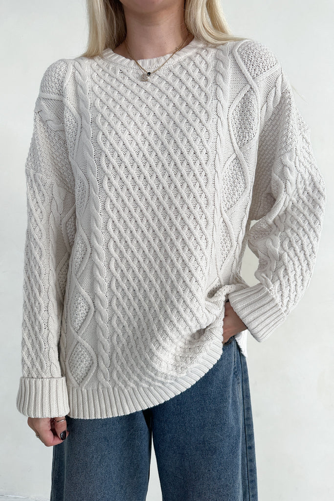 Rowan Cable Knit Sweater - Neutral Ground
