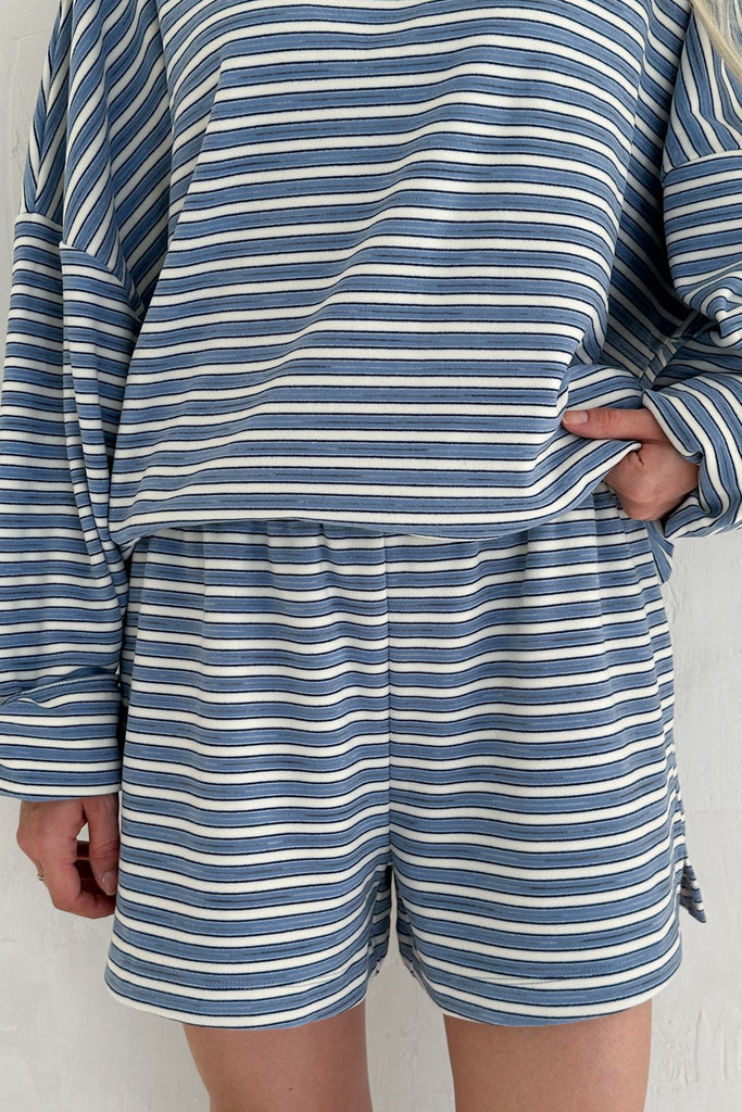 Roxanne Ultra Soft Striped Shorts - Neutral Ground