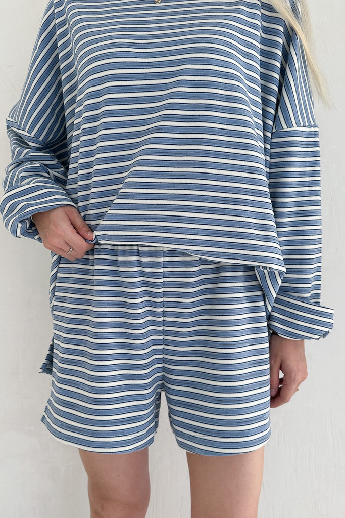 Roxanne Ultra Soft Striped Shorts - Neutral Ground