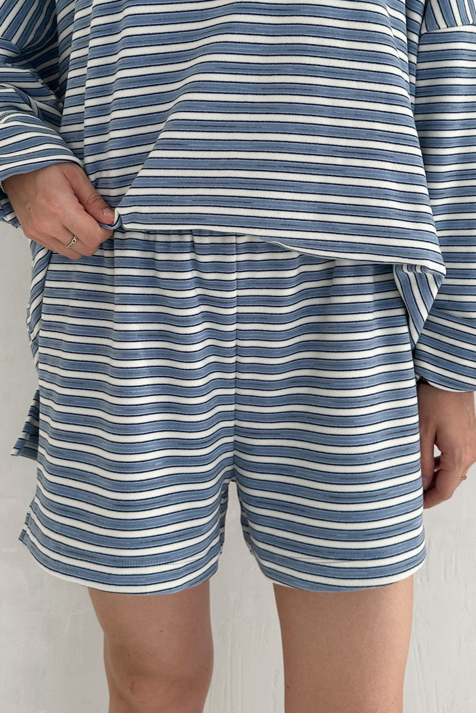 Roxanne Ultra Soft Striped Shorts - Neutral Ground