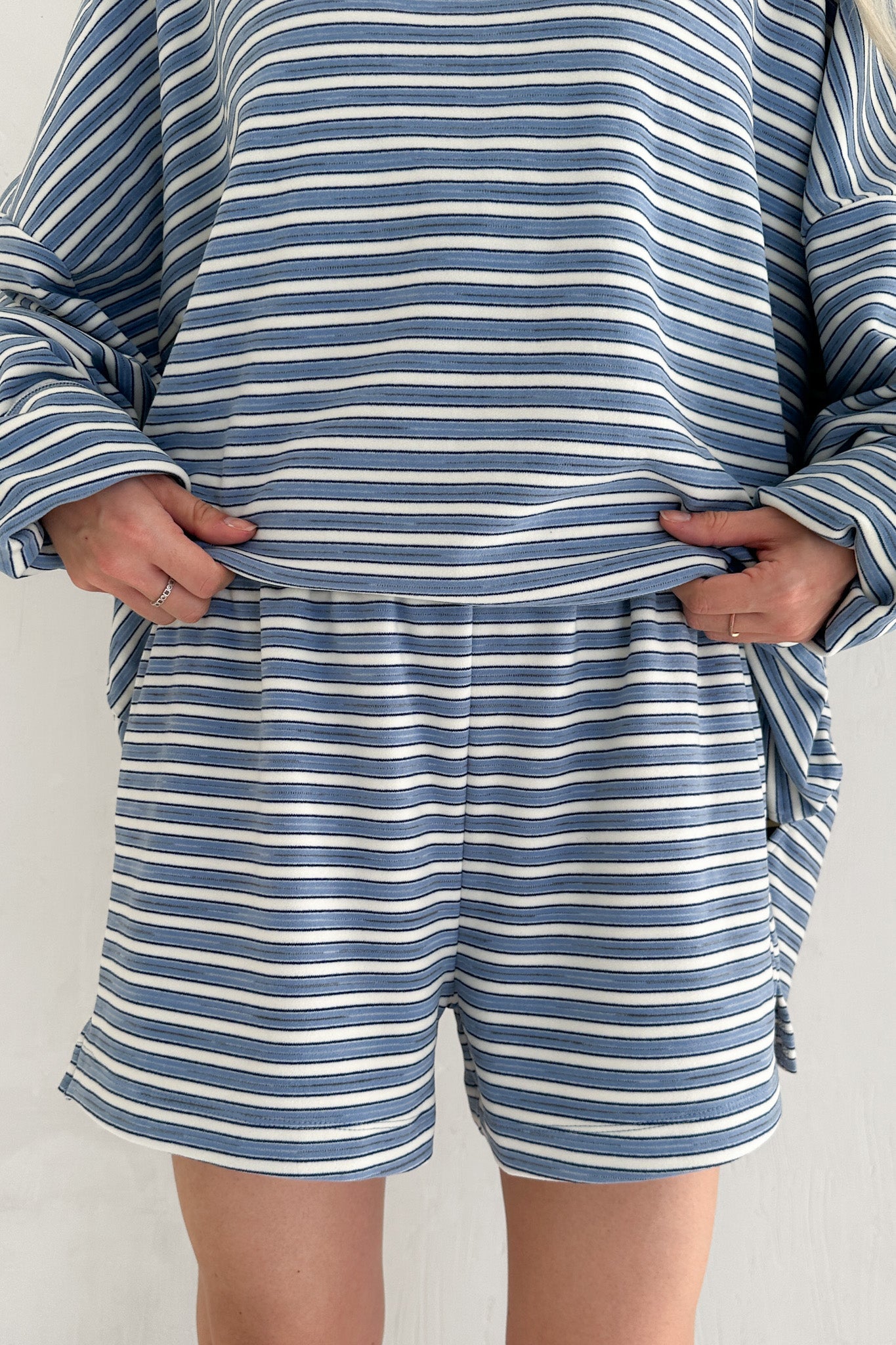 Roxanne Ultra Soft Striped Shorts - Neutral Ground