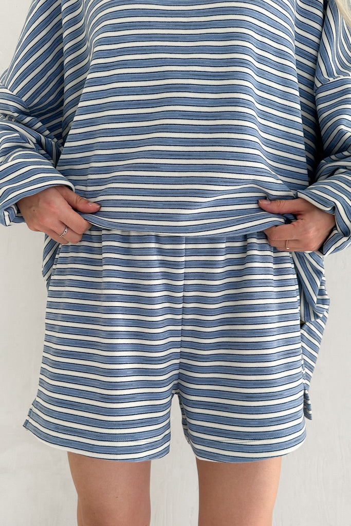 Roxanne Ultra Soft Striped Shorts - Neutral Ground