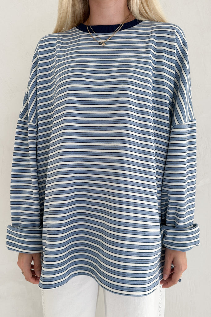 Roxanne Ultra Soft Striped Top - Neutral Ground